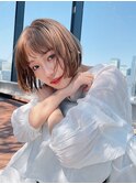 小顔似合わせカット/ショートボブ/グレージュカラー【銀座駅】