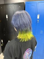 ホワイト 梅田(white)&nbsp;くすみブルー×蛍光黄緑カラー>