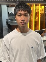 ブラック(BLACK)&nbsp;ダウンバングショート／メンズパーマ/メンズカット