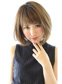 20代30代40代に人気なひし形ボブ　ワンカールパーマ