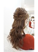 定番編み込みハーフアップ ヘアセット