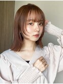 シルキーベージュ/斜めバング/グレージュカラー/デザインカラー