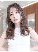 大人かわいい前髪セシルカットココアブラウンフリンジウェーブ