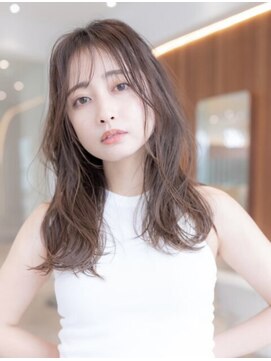 オースティン 調布アミックス(AUSTIN) 大人かわいい前髪セシルカットココアブラウンフリンジウェーブ