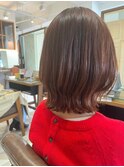 ボブルフ/くびれ/ワンレン/前髪/ピンクブラウン/ボルドー/ボブ