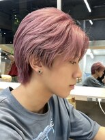 メンズハイトーンミルクティーピンクベージュカラーダブルカラー