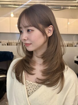 ライン(LINE) 韓国風/レイヤー/前髪カット/オリーブ/透明感/ハッシュカット