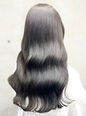 髪質改善カラー透明感カラーアッシュグレージュ外ハネロング