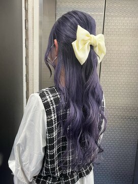 ホワイト 梅田(white) #ラベンダー/ハーフアップ