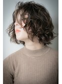 グレージュアッシュ小顔かきあげボブパーマv浦和20代30代40代