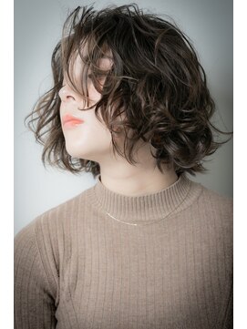 カバーヘアアンドスパ ブリス 浦和(COVER HAIR&SPA bliss) グレージュアッシュ小顔かきあげボブパーマv浦和20代30代40代