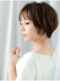 立体感オレンジベージュ小顔丸みショートc天王台20代30代40代