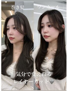 ボタン ハカタ(VOTAN hakata) 博多/韓国ヘア/センター分け/レイヤーカット/顔周り/暗めカラー