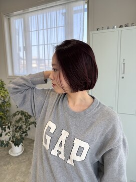 ダイアモンドリリー(Diamond Lily) ブリーチなしボルドーカラー　ボブ