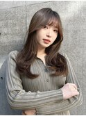 セミロングレイヤー/グレージュ