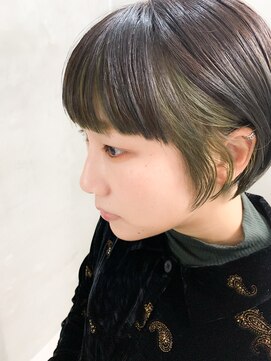 テトヘアー(teto hair) インナーカラー、オリーブベージュ、フェイスフレーミング