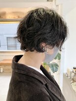 ソーコ 渋谷(SOCO) 大人ボブパーマハンサムショート波ウェーブパーマセンターパート