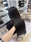 髪質改善カラー/艶髪/地毛風/ブラック/ブリーチなし/暗髪/黒髪