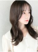 透明感暗髪ブルージュ/ツヤ髪レイヤーカットロング面長