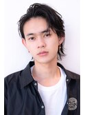 アッシュブラック/マッシュパーマ/刈り上げ/ツーブロック