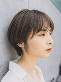 ショート チェリーブラウン デジタルパーマ 丸型 卵型 四角