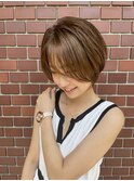 大人可愛い20代30代40代黒髪前下がりショートボブ丸みショート◎
