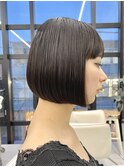 表参道酸性ストレートパーマ艶髪ショートベージュアッシュ40代
