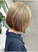 京都西院/ベージュカラー ブリーチ 髪質改善 裾カラー