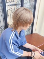 ハピネス 王寺店(Happiness)&nbsp;中性ウルフ フェイスレイヤー マッシュウルフ ミルクティー
