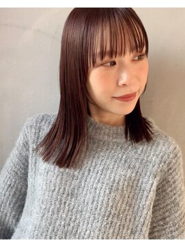 ヨーク(YOKE) 切りっぱなしボブロブワイドバングシースルーピンクブラウン