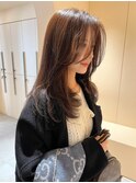 前髪長めレイヤーカット/ブリーチなしこっくりショコラブラウン
