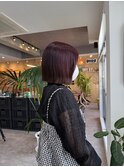 ワインレッド×ボブ