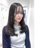 レイヤーカット顔周りカットグレージュダブルカラー