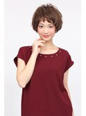 スタイリングが簡単！大人眉上バング 小顔マッシュショート