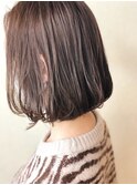 酸熱トリートメント　切りっぱなしボブ　ピンクベージュ　暖色
