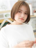 透明感ミルクティーピンク切りっぱなしボブc6上尾20代30代40代