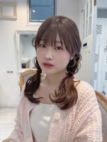 シースルー前髪カットミルクティーブラウンブリーチなし韓国