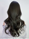 小顔ロンググレージュ韓国ヘアオリーブグレー_ba568932