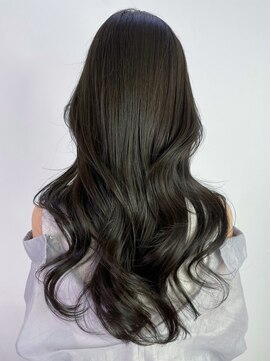 小顔ロンググレージュ韓国ヘアオリーブグレー_ba568932