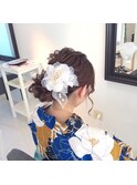 浴衣ヘア　着付け　着物　可愛い小顔アップ