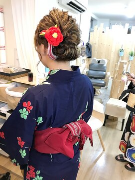 ロカット サロン(Roquat Salon) 浴衣アップボブアレンジ【ヘアセット　立川/立川南/八王子/袴】