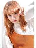 前髪パッツン 大人セミロング ハイトーンピンク 【リノナ】