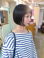 スーハ 恵比寿(SUUHA)&nbsp;ぱっつん前髪／ワンレンセミウェットボブ／アッシュブラック黒髪