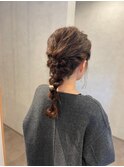 ヘアアレンジ ヘアセット ローポニー 編みおろし 二次会 結婚式