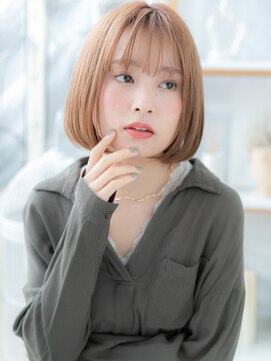 モッズヘア 越谷(mod's hair) マロンブラウン韓国風切りっぱなし丸みボブh3越谷20代30代40代