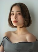 黒髪/ボブルフ/ネビージュ/小顔/ワンレン/柳沢/髪質改善/前髪