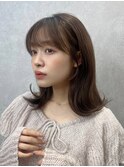 くびれヘア/アプリコットオレンジ/髪質改善/縮毛矯正/前髪/銀座