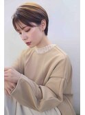 ショートボブくびれヘアアプリコットオレンジ20代30代40代50代