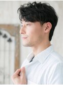 30代40代七三分けかき上げ黒髪スマートマッシュj与野