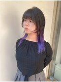 ウルフカットレイヤーカットインナーパープル北千住kitasenjyu